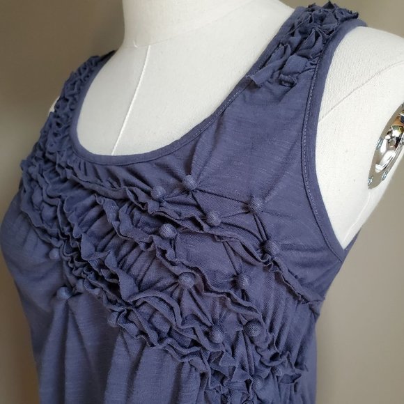 She + Sky Medium Navy Rushed Tank M Medium - Picture 3 of 9